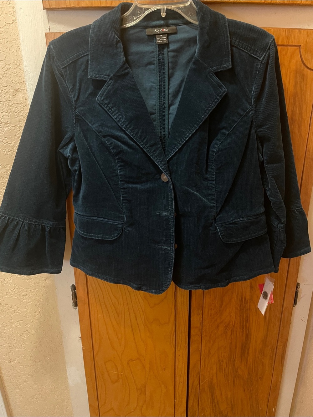 Style & Co. Women's Teal Corduroy Blazer Jacket